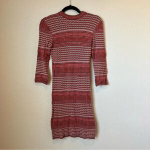 Free People Body Con Boho Knit Dress Zig Zag